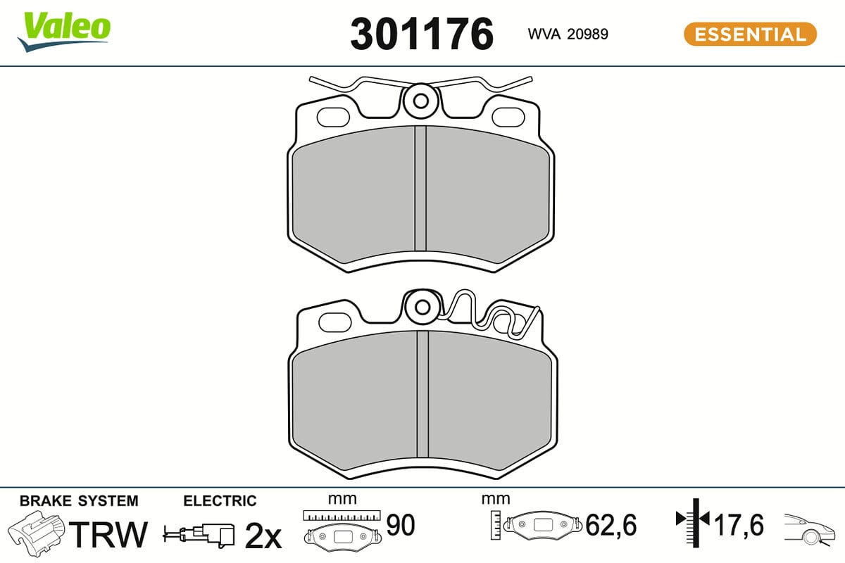 Jeu de 4 plaquettes de frein VALEO ref. 301176